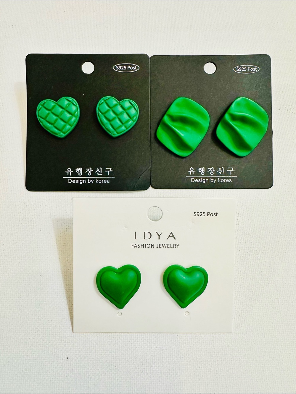 Green Statement Stud Earring Trio